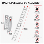 Infografía técnica de la rampa plegable de aluminio